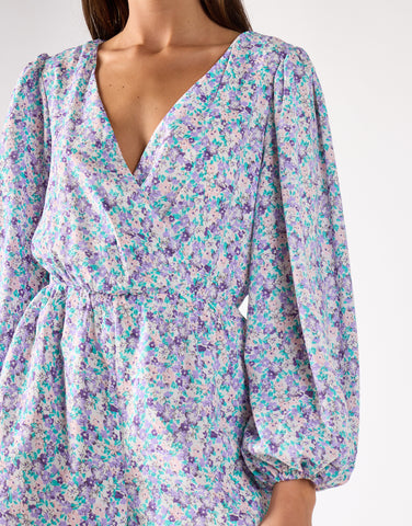 Glamorous Lilac Blue Ditsy Playsuit