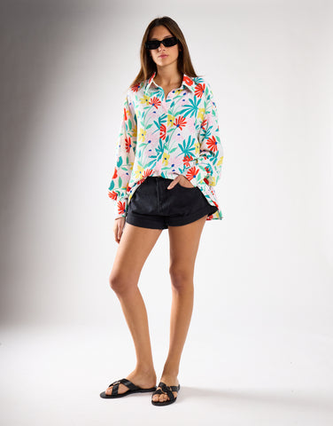 Bright Multi Flower Long Sleeve Shirt