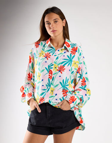 Bright Multi Flower Long Sleeve Shirt