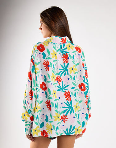 Bright Multi Flower Long Sleeve Shirt