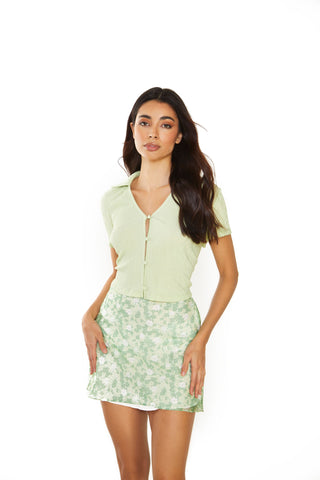 Glamorous Apple Green Ditsy Sheer Mini-Skirt