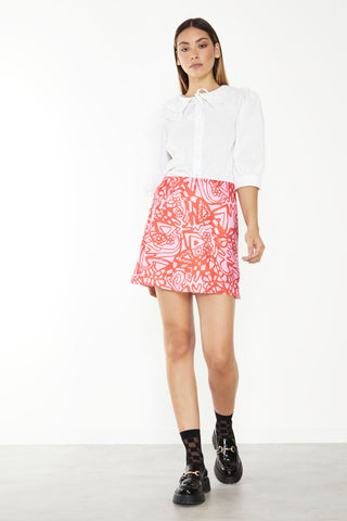 Glamorous Pink Red Abstract Mini Skirt