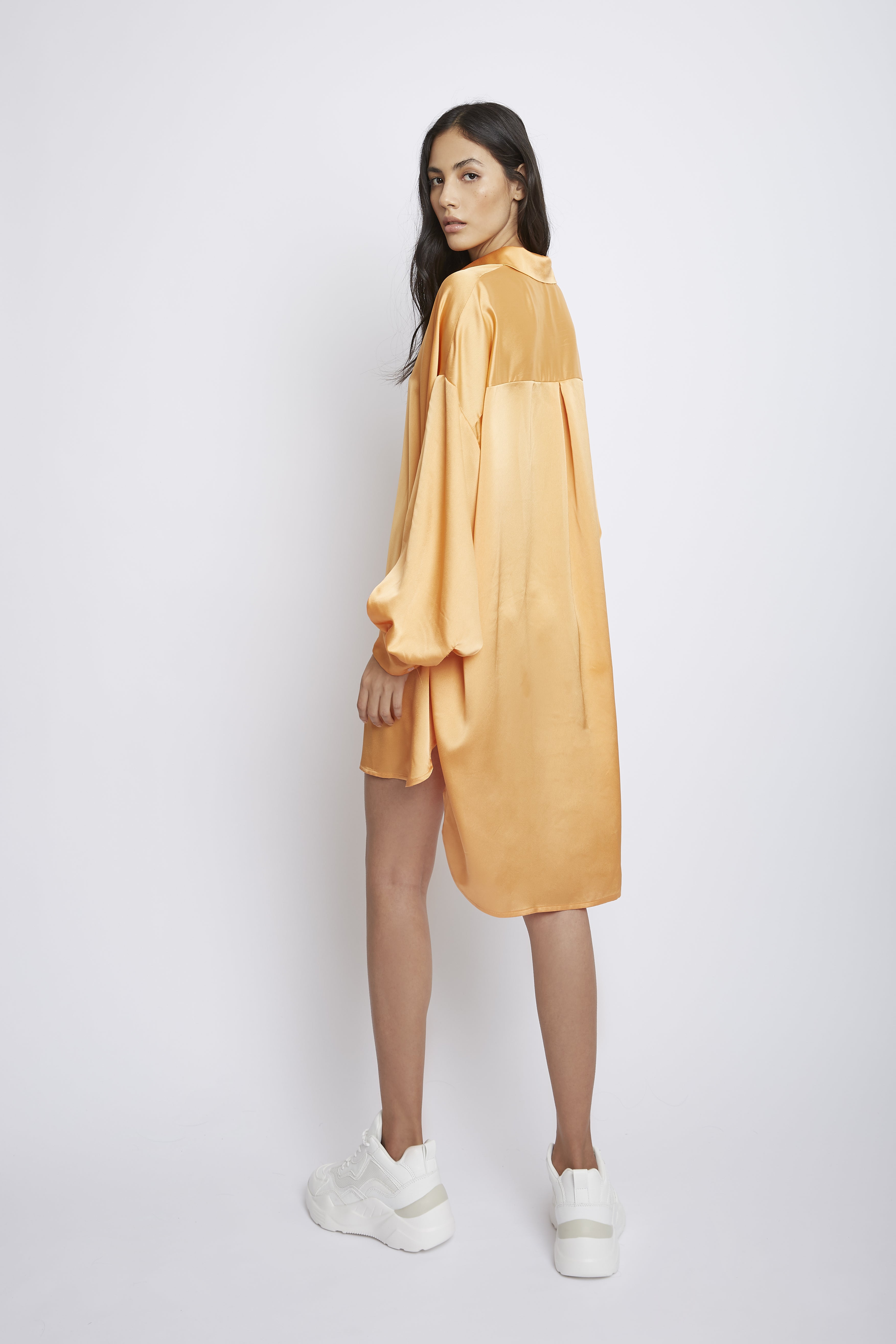 Glamorous Light Orange Oversized Satin Shirt Dress Glamorous Light Orange Oversized Satin Shirt Dress