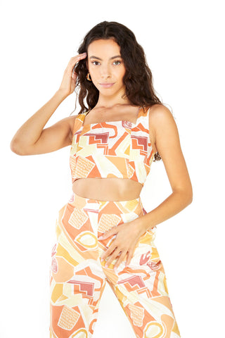 Glamorous Sun washed Abstract Crop Top