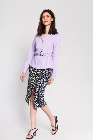 Glamorous Lilac Belted Long Sleeve Shirt