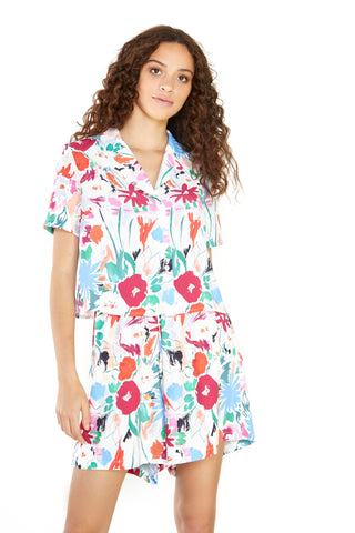 Glamorous Multi Abstract Print Button Front Shirt