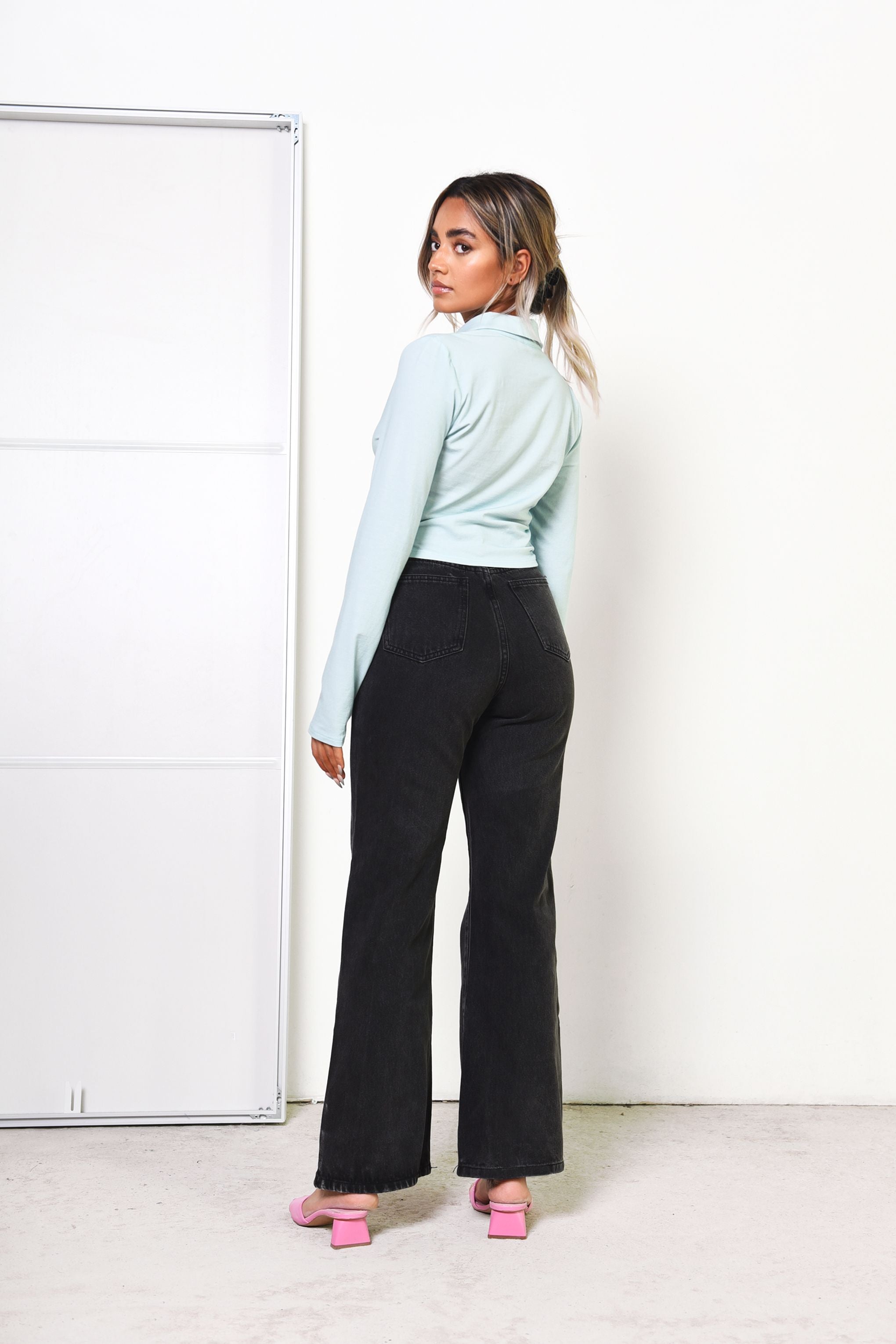 Glamorous Care Washed Black Mom Jeans Glamorous