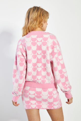 Glamorous Pink Multi Heart Button Front Cardigan