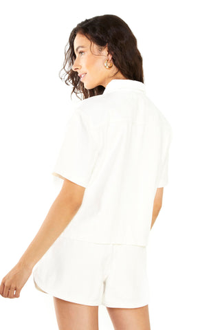 Glamorous Off White Denim Button Front Shirt
