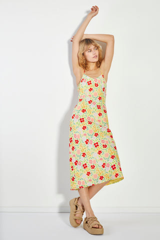Glamorous Lemon Bold Floral Strappy Midi Dress