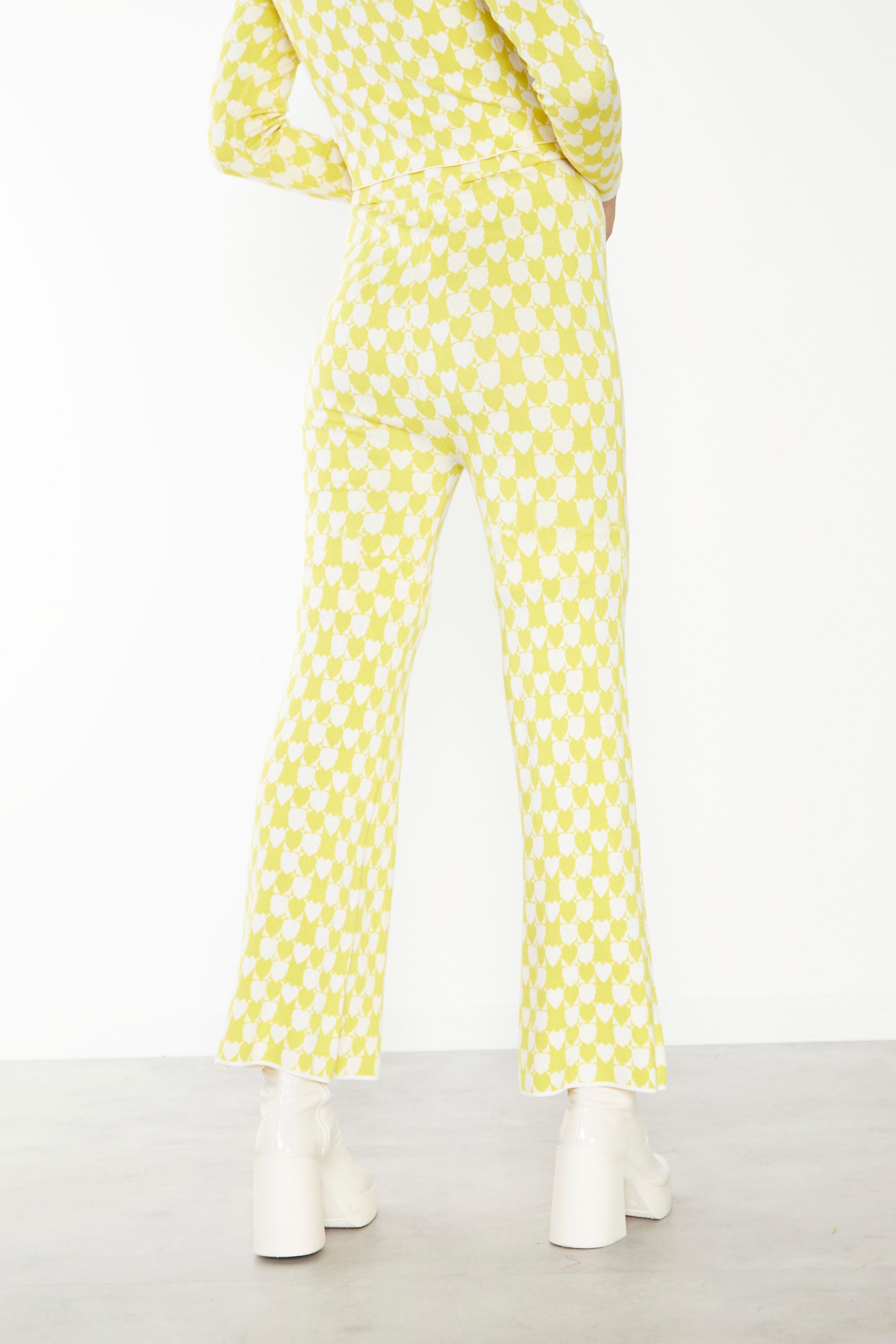 Glamorous Yellow White High Waisted Trousers