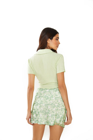 Glamorous Apple Green Ditsy Sheer Mini-Skirt