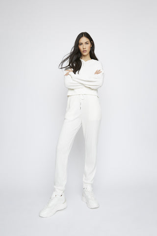 Glamorous White Ribbed Loungewear Top