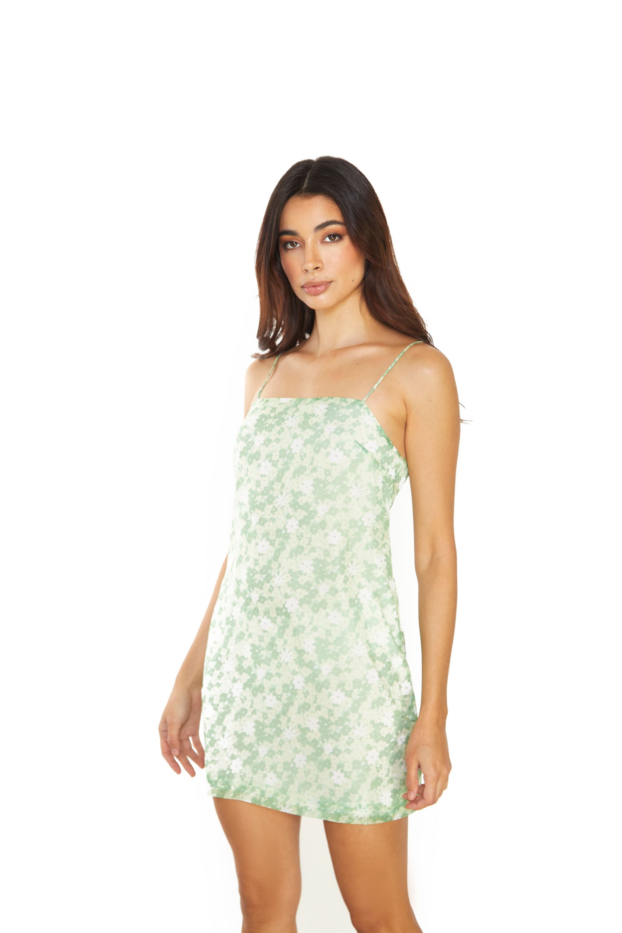Glamorous Apple Green Ditsy Sleeveless Mini-Dress