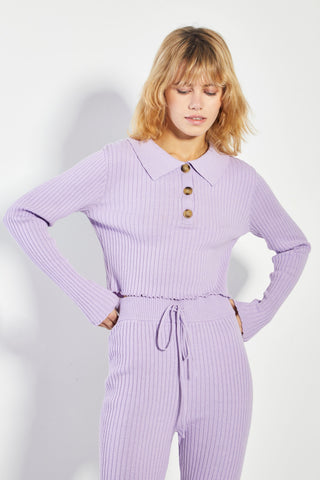 Glamorous Lilac Marl Button Front Jumper