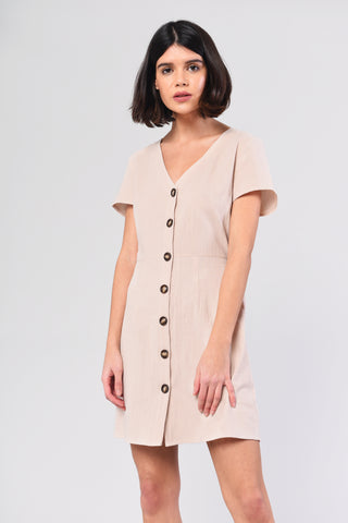 Glamorous Stone Button Front short Sleeve Mini Dress