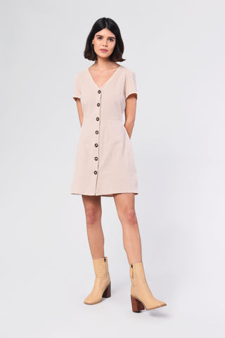 Glamorous Stone Button Front short Sleeve Mini Dress
