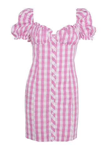 Glamorous Pink Gingham Milkmaid Mini Dress