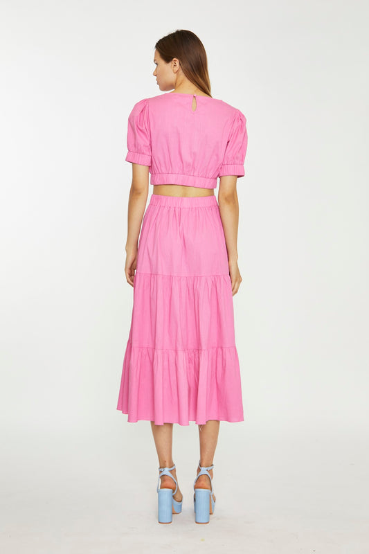 Glamorous Womens Azalea Tiered Midi-Skirt (Pink)