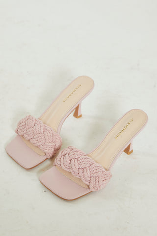 Glamorous Pink Braided Strap Heeled Mules