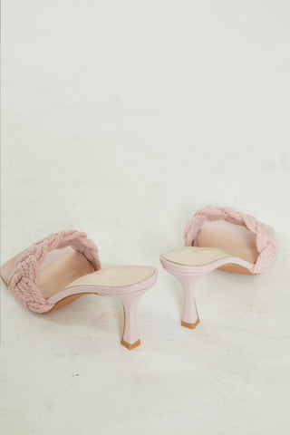 Glamorous Pink Braided Strap Heeled Mules