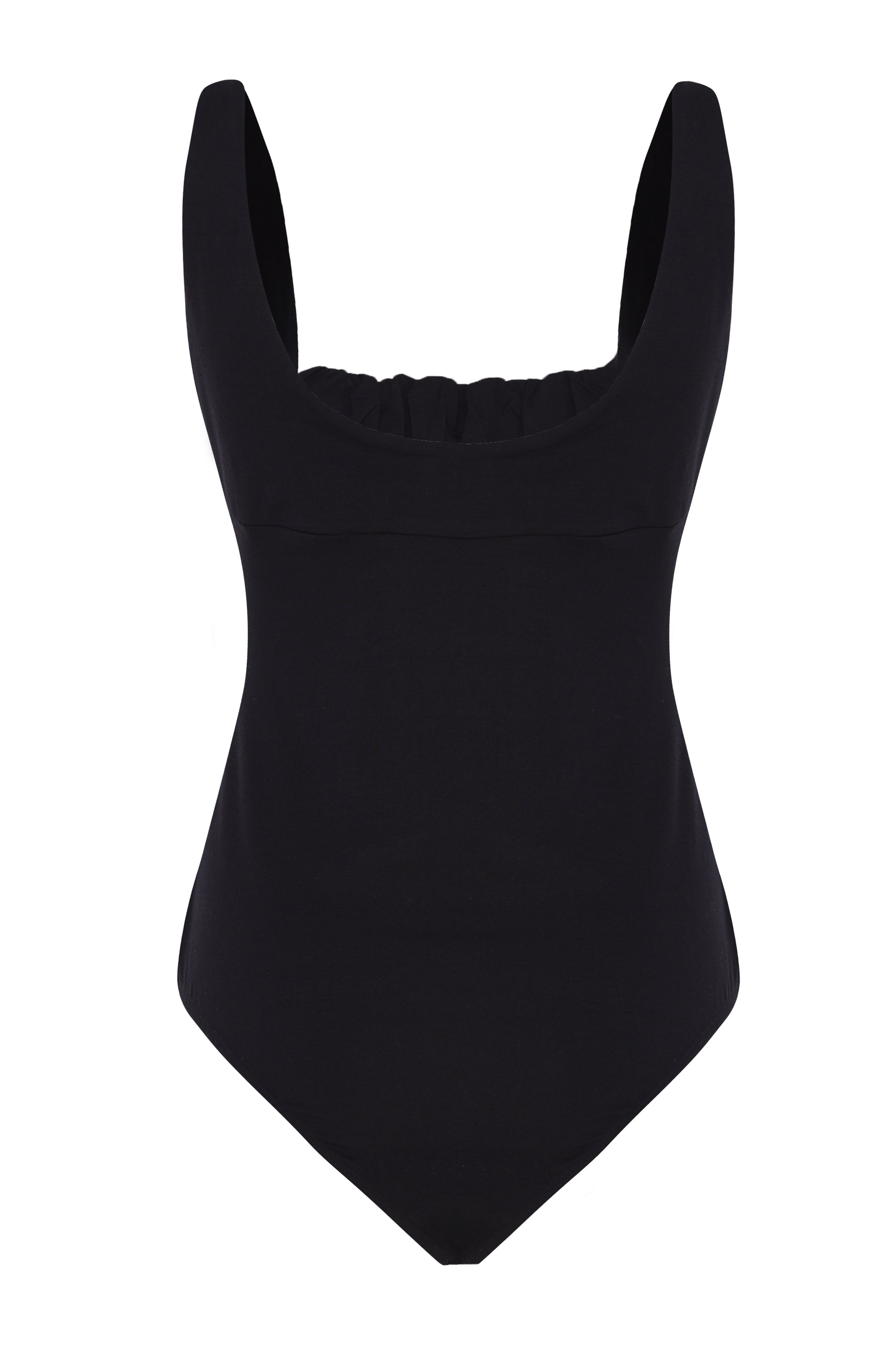 Glamorous Black Ruched Front Body Suit