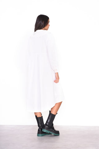 Glamorous Midi White Long Sleeve Shirt Dress