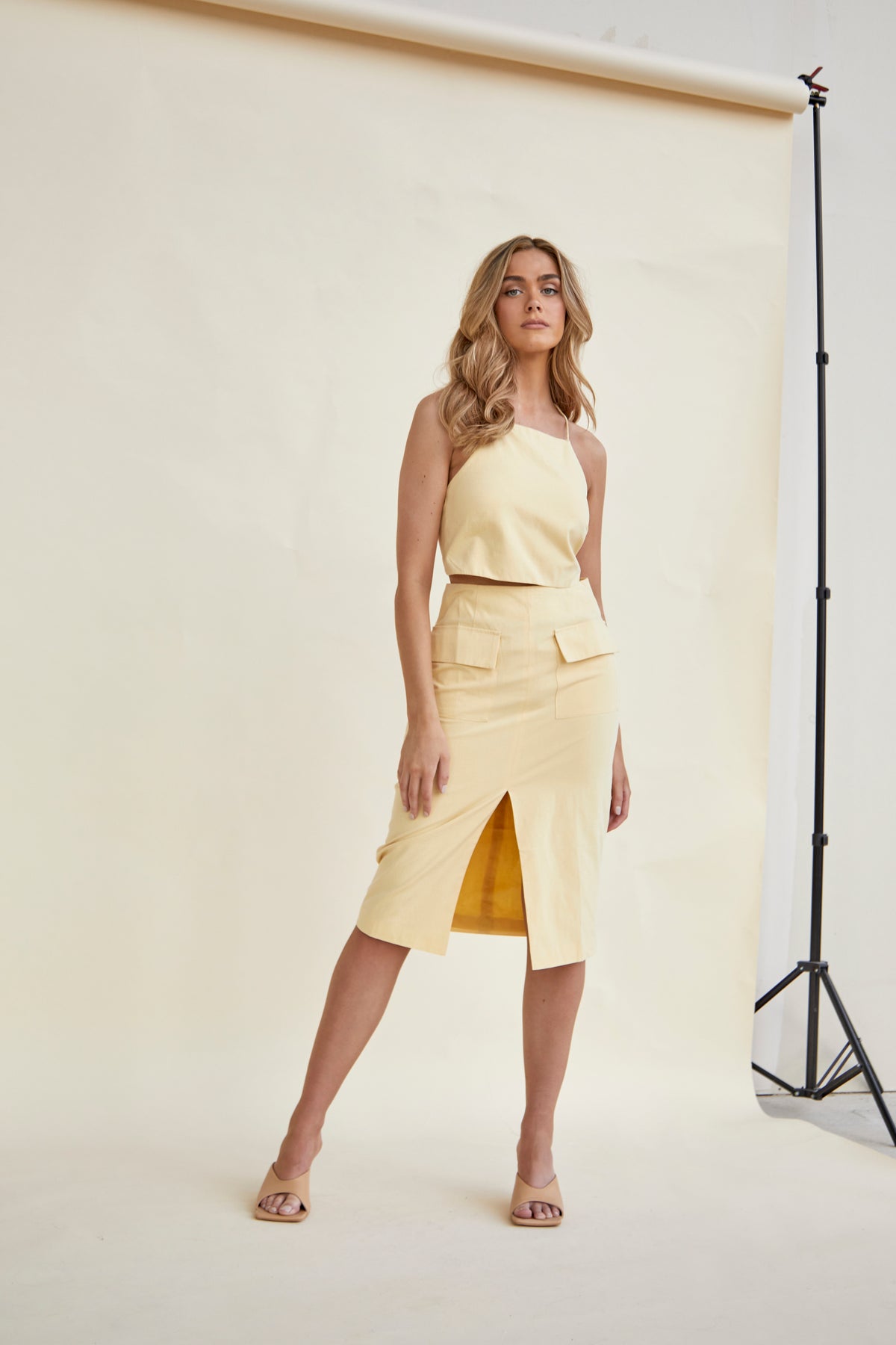 Glamorous Pencil Skirt with Front Pocket & Split
