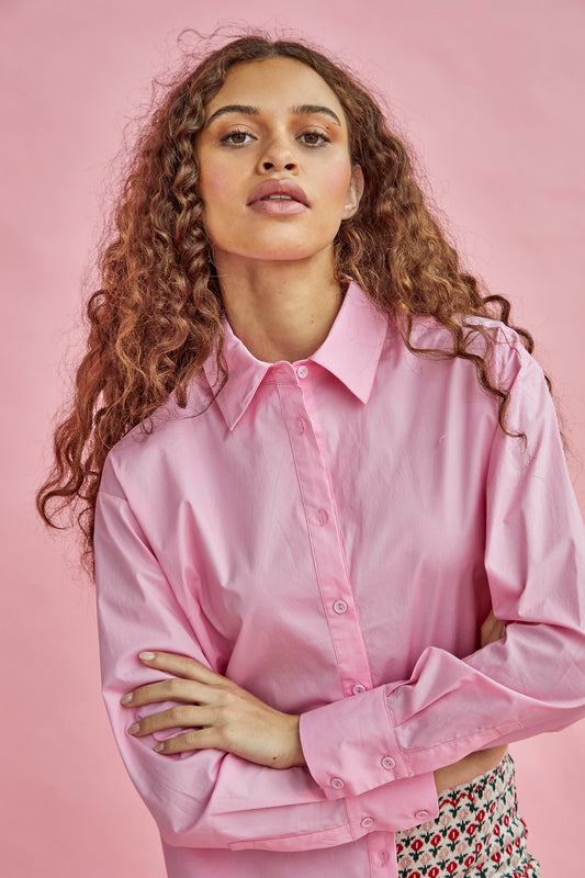 Glamorous Candy Pink Poplin Loose Fit Shirt