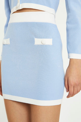 Light Blue White Knitted Mini-Skirt