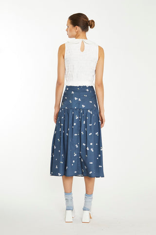 Off White Smocked Collar Crop-Top