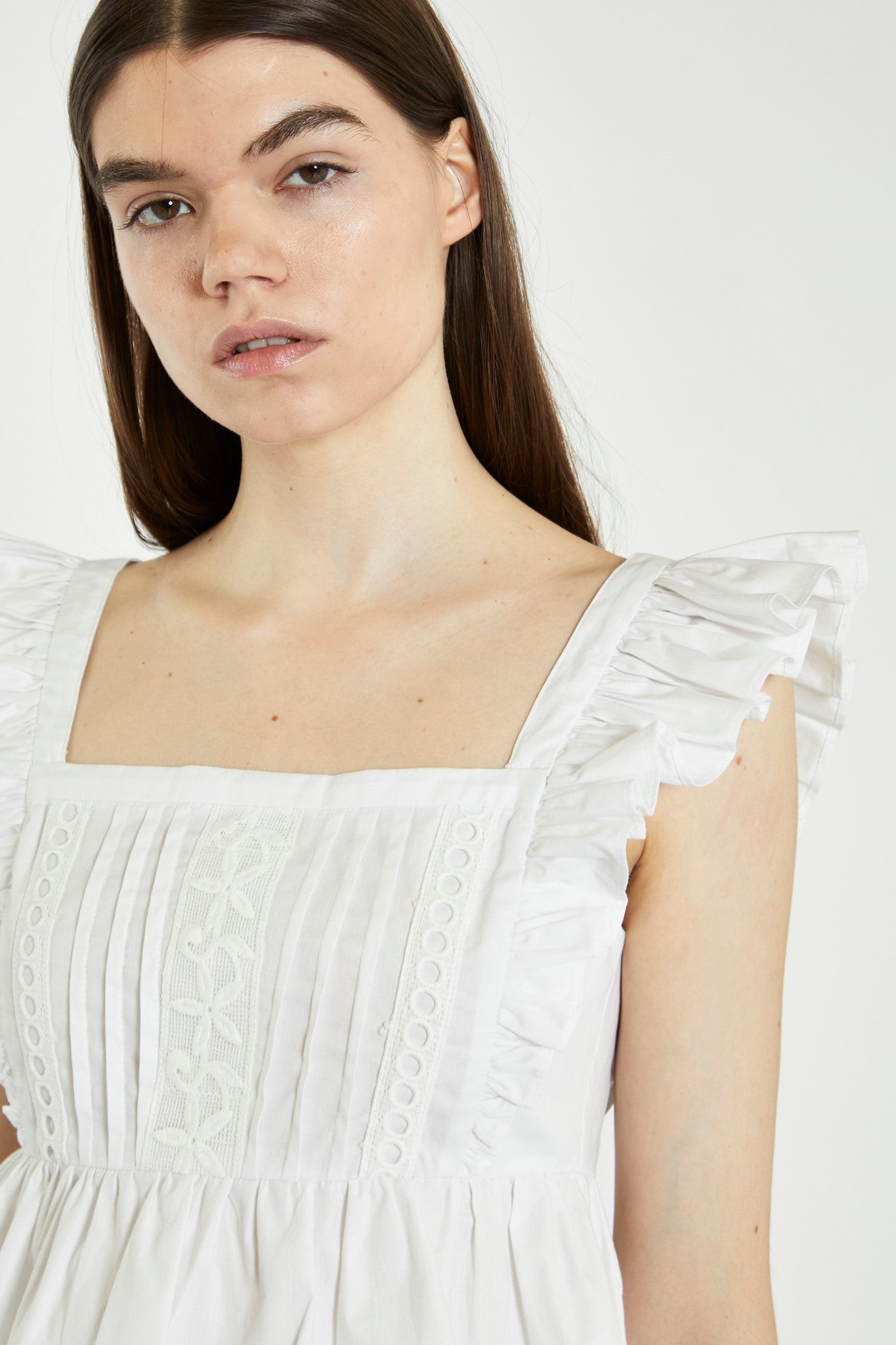 Off White Open-Back Frill Top