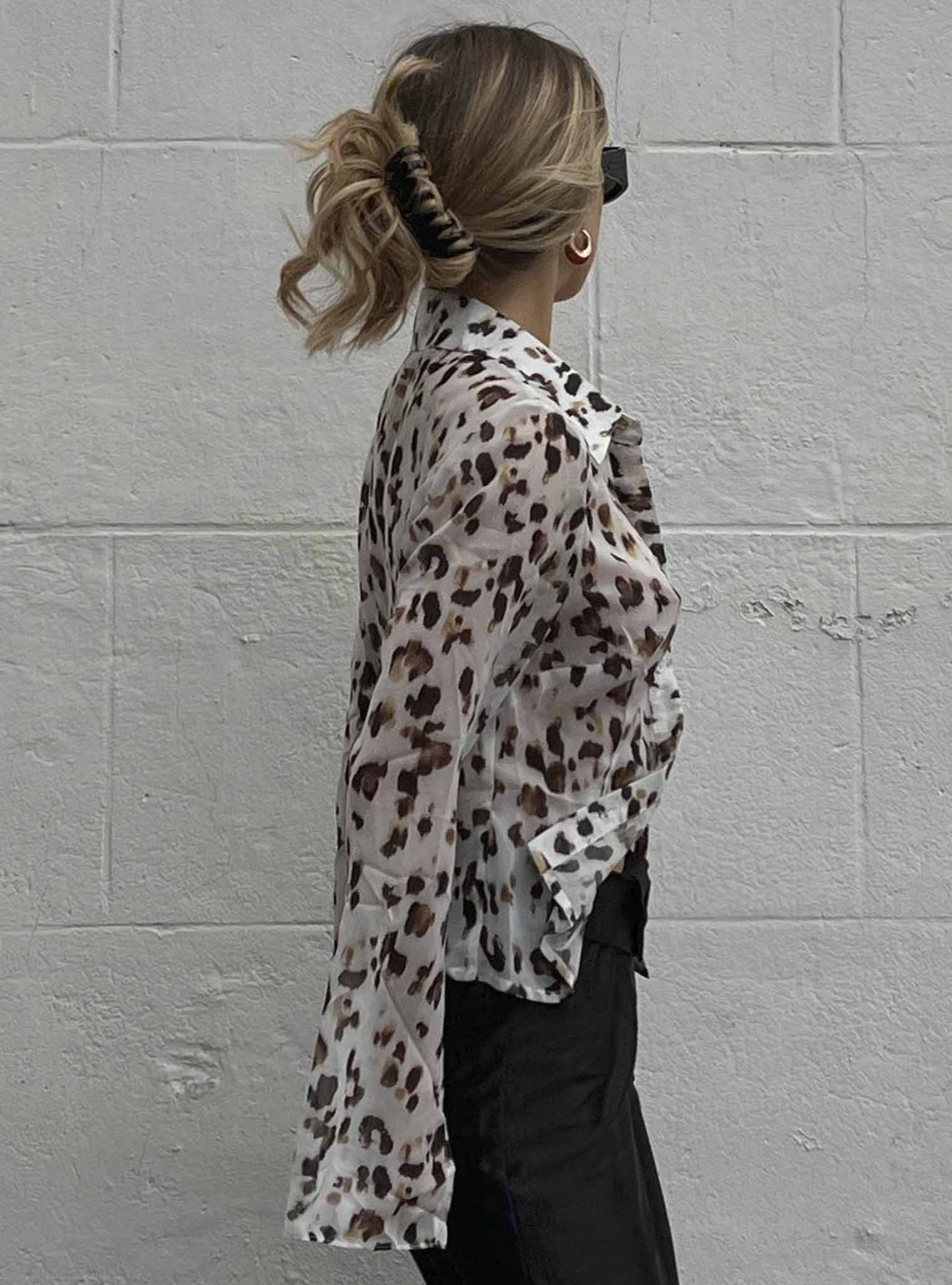 Glamorous Leopard Print Chiffon Button Front Shirt