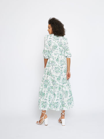 Glamorous Floral Leaf Cotton Midi Dress