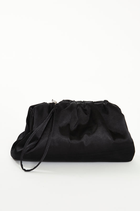 Glamorous Black Satin Clutch Bag