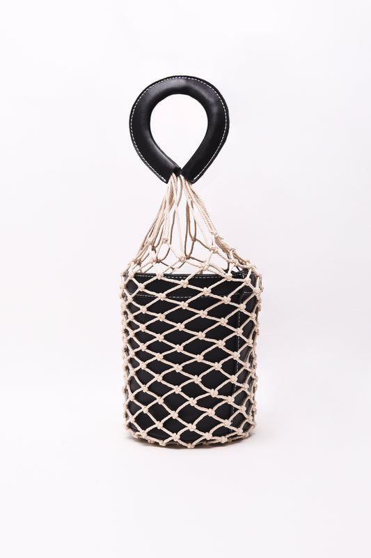 Glamorous Black Net Covered Bucket Bag Glamorous