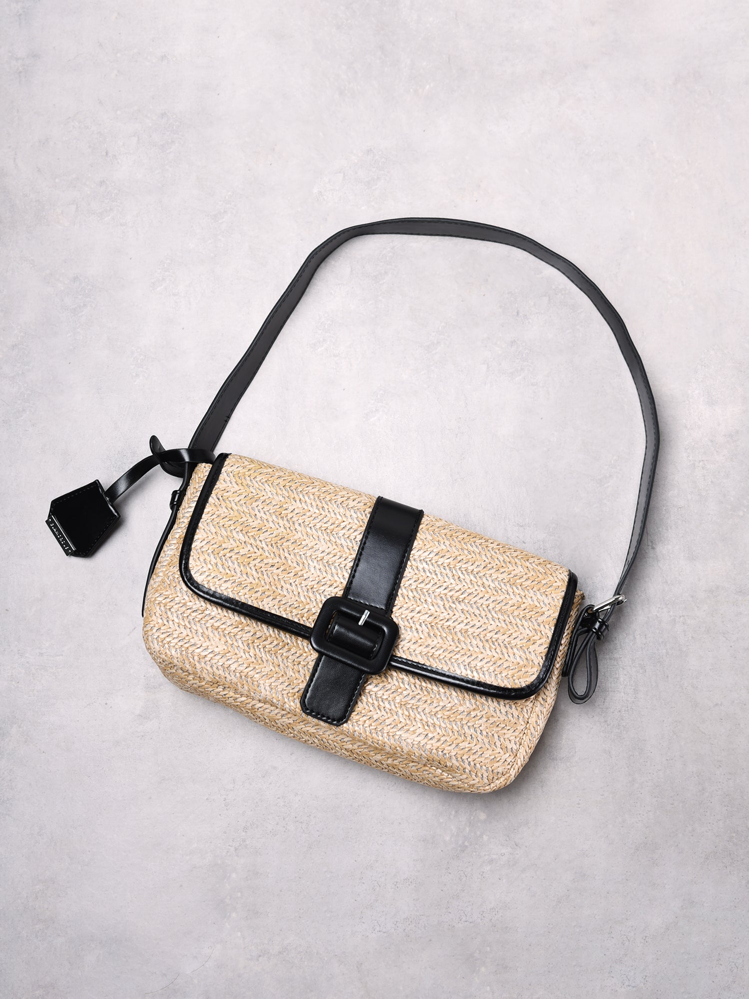 Natural Weave Baguette Shoulder Bag