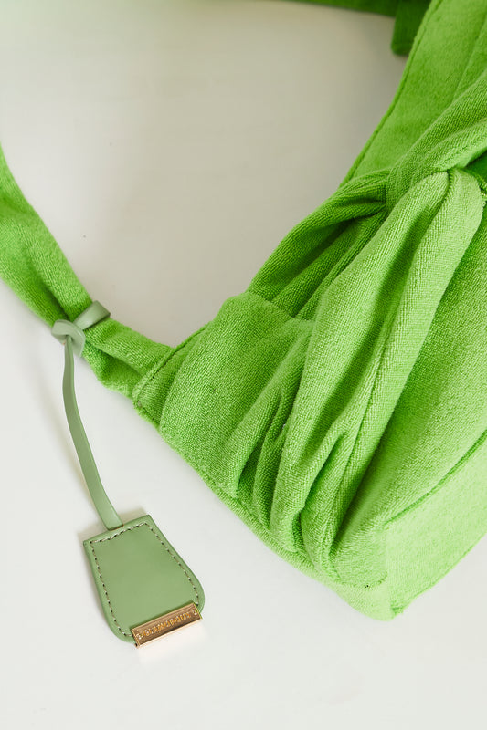 Glamorous Bright Green Towel Knot Detail Shoulder Bag