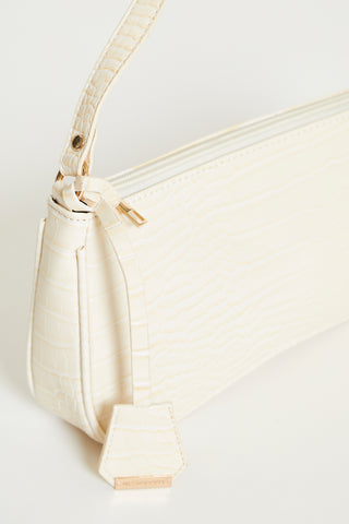 Glamorous Off White Croc Faux Leather Shoulder Bag