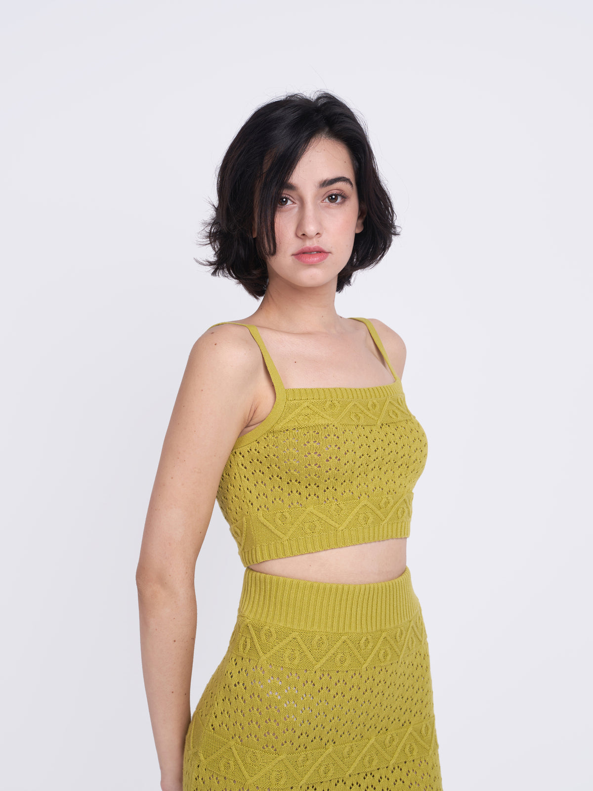 Glamorous Care Olive Green Cropped Knitted Top