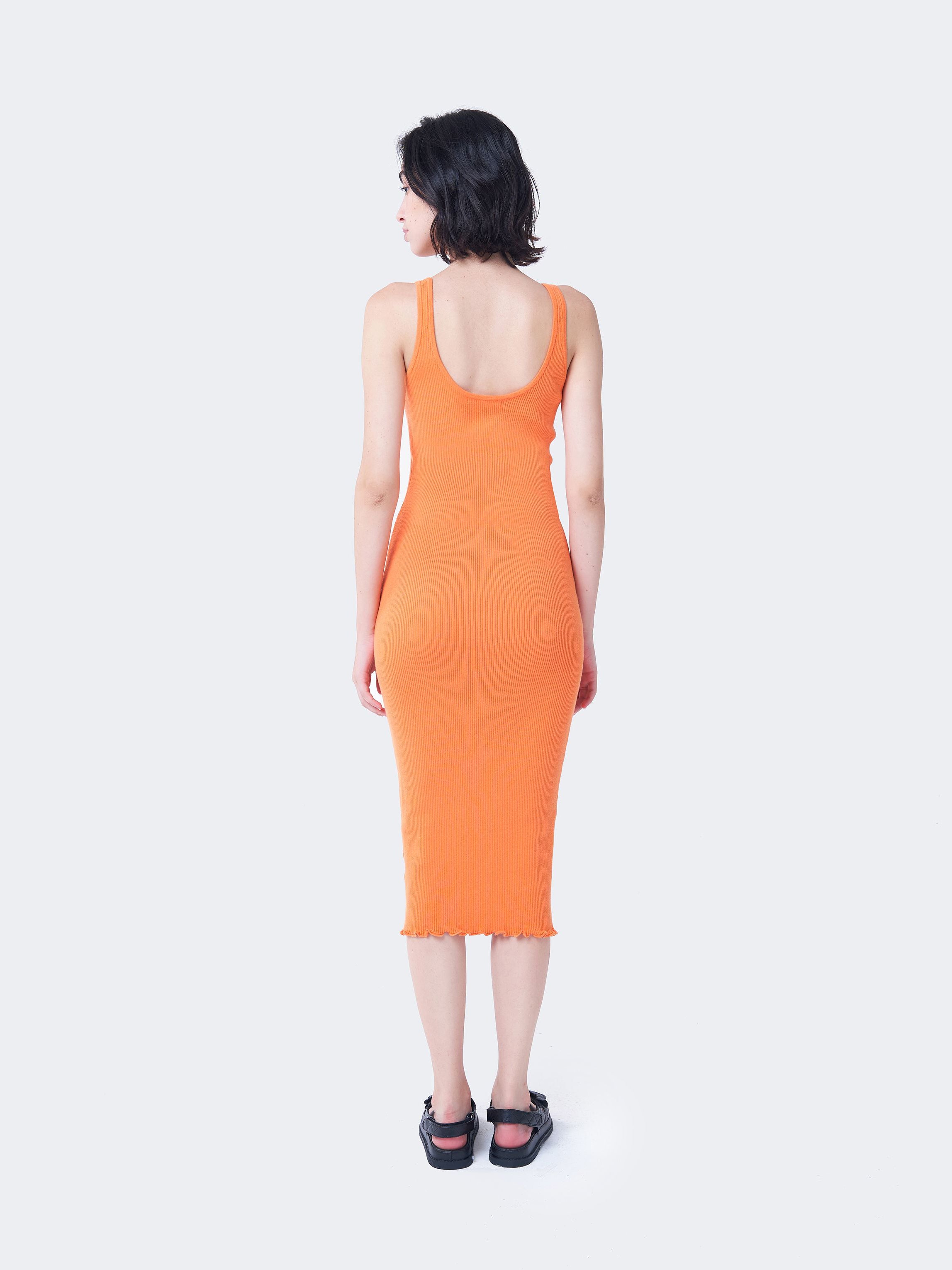 Glamorous Care Orange Ribbed Midi Dress