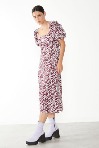 Glamorous Short Puff Sleeve Maxi Dress with Tie Back Detail