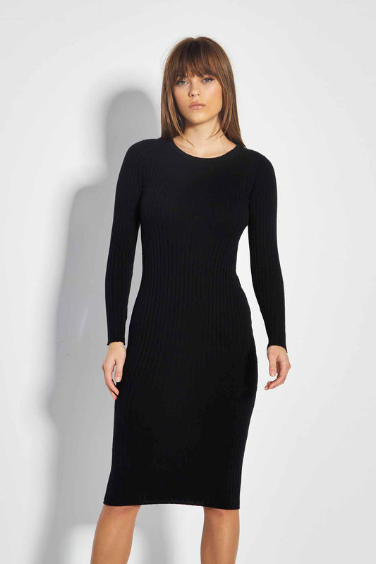 Glamorous Care Black Knitted Open Back Midi Dress