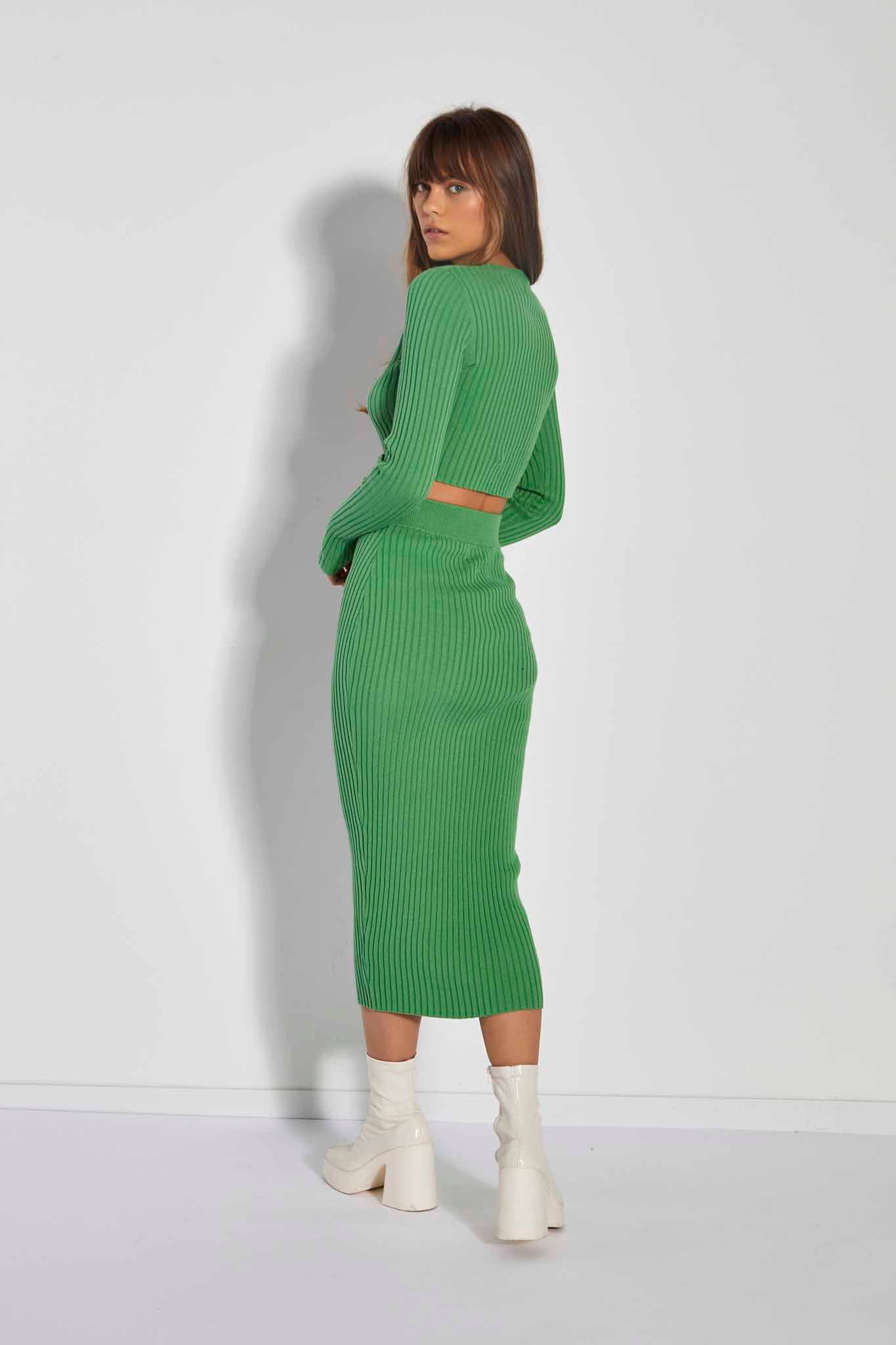 structured knit pencil skirt - geko green