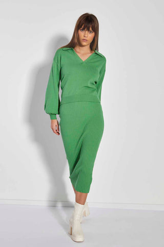 Glamorous Care Apple Green Knitted Jumper with Collar