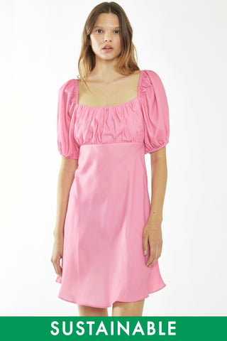 Candy-Pink Tie Back Mini-Dress
