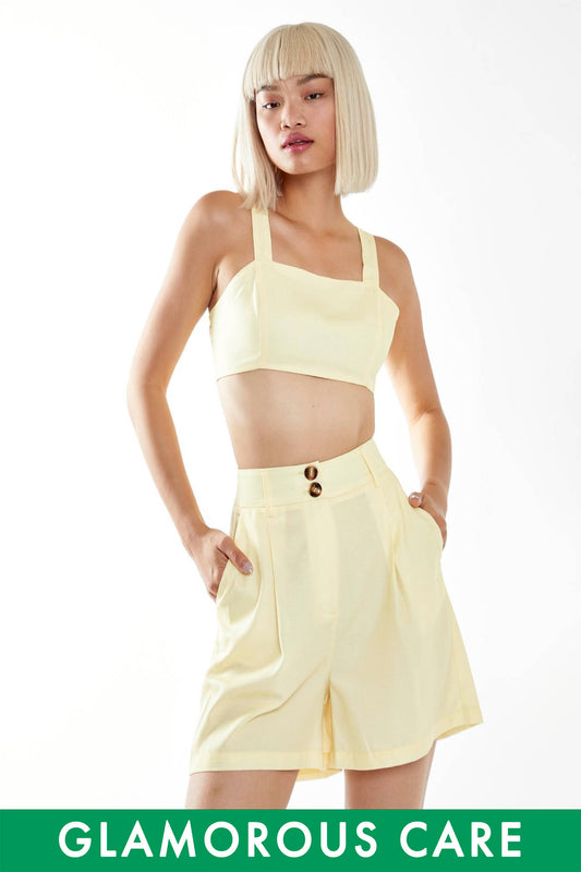 Pale Yellow High Waisted Shorts