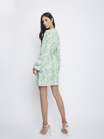 Green Paisley Wrap Dress