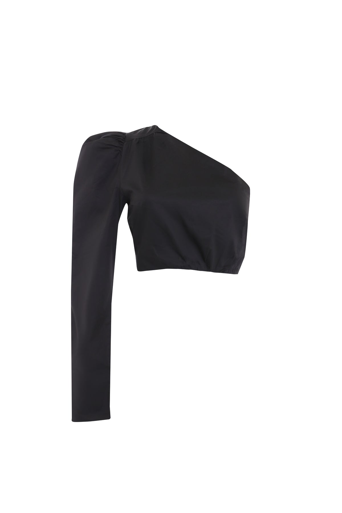 Glamorous Black Asymmetrical Long Sleeve Crop-Top