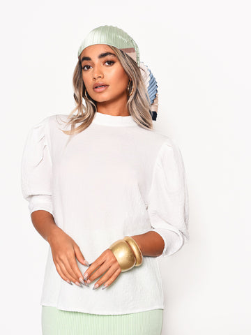 Off White Volume Sleeve Blouse